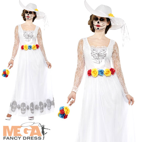 Day of the Dead Skeleton Bride Themed Ladies Fancy Dress