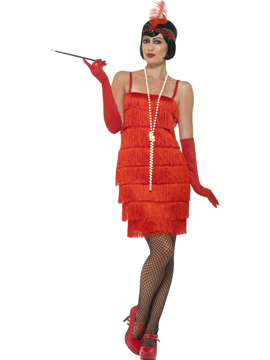 Ladies Red Flapper Fancy Dress 20s Gatsby Jazz Charleston Dancer Costume