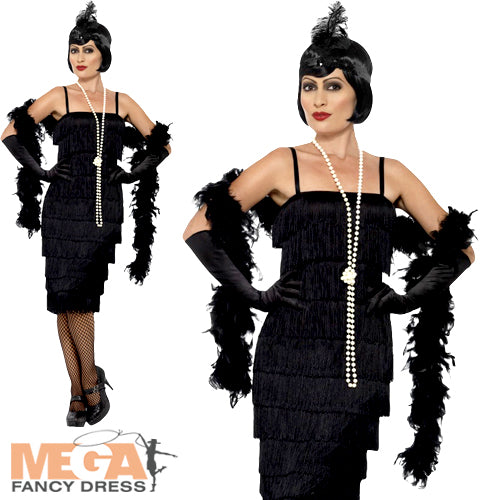 1920s Black Flapper Elegant Costume