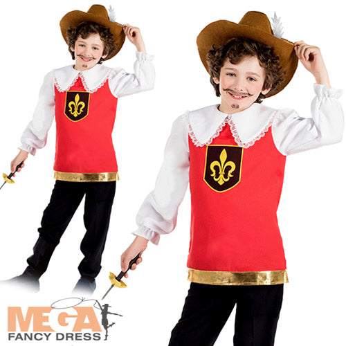Boys Musketeer Fancy Dress 3 Musketeers French Cavalier Book Day Costume