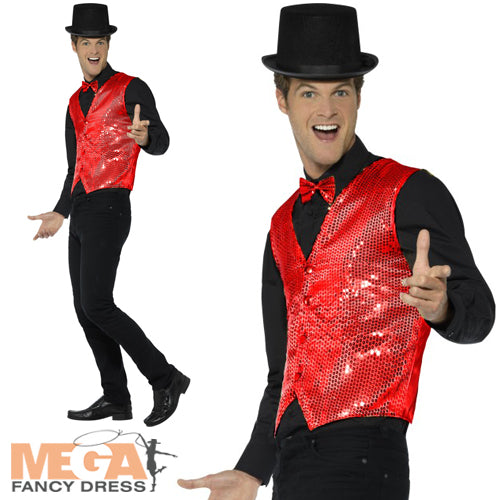 Dazzling Red Sequin Waistcoat