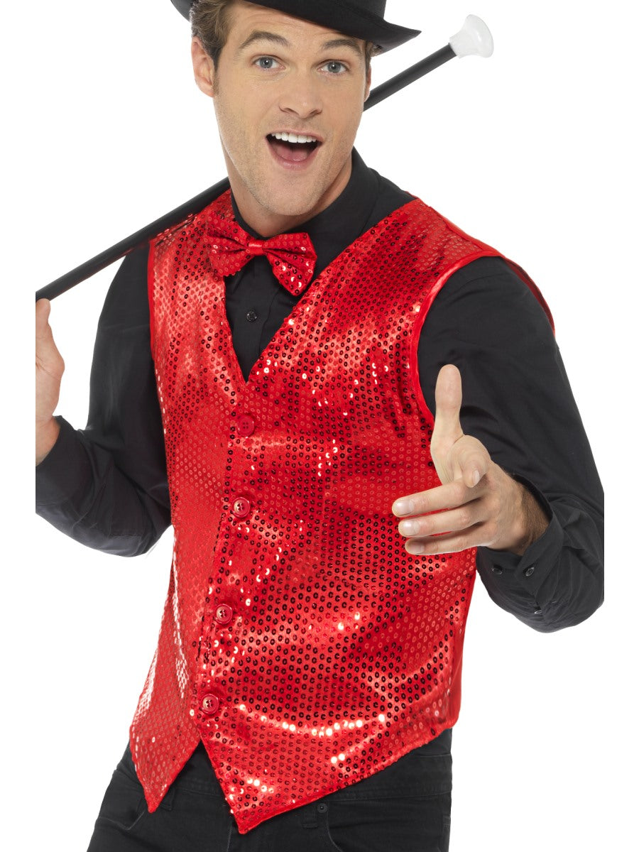 Dazzling Red Sequin Waistcoat