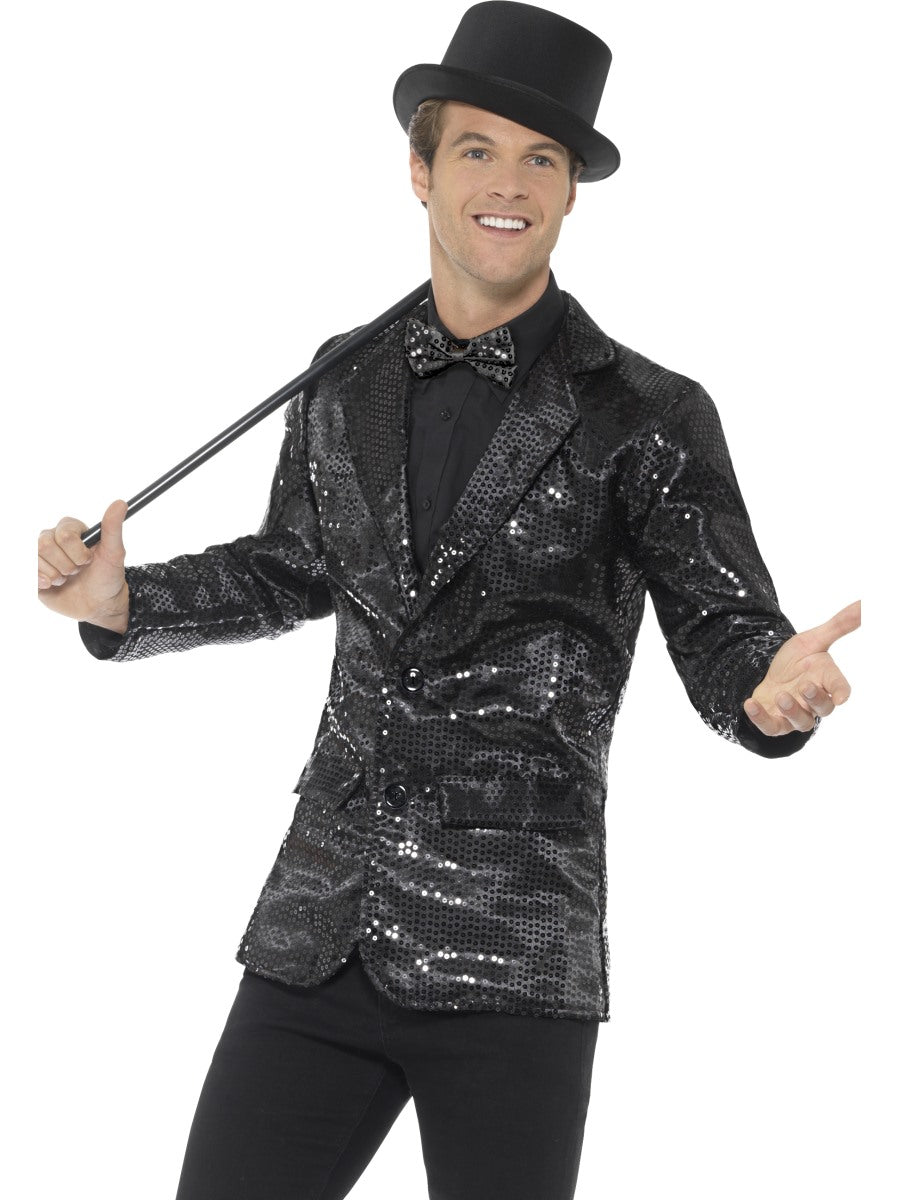 Sleek Black Sequin Jacket for Men
