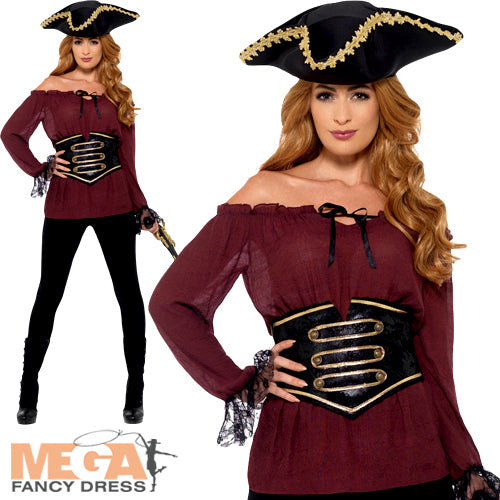 Deluxe Burgundy Pirate Shirt for Ladies