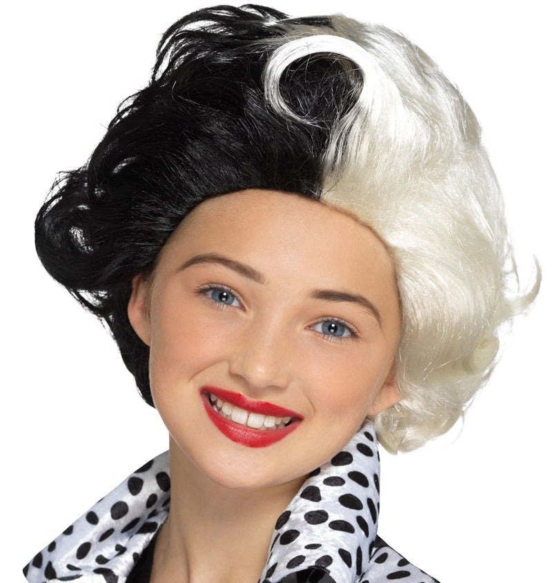 Girls Cruella De Ville Book Day Costume Accessory Wig