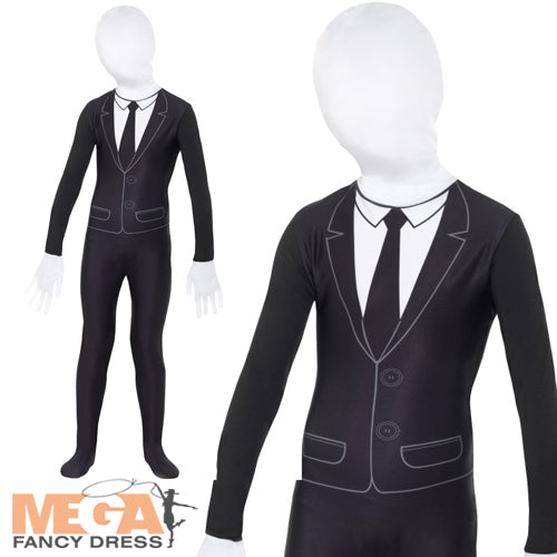 Supernatural Boy Costume Kids Slenderman Bodysuit Black