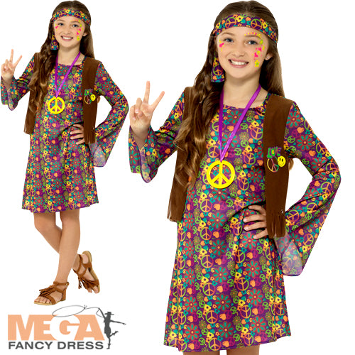 Groovy Hippie Girl Fancy Dress Costume