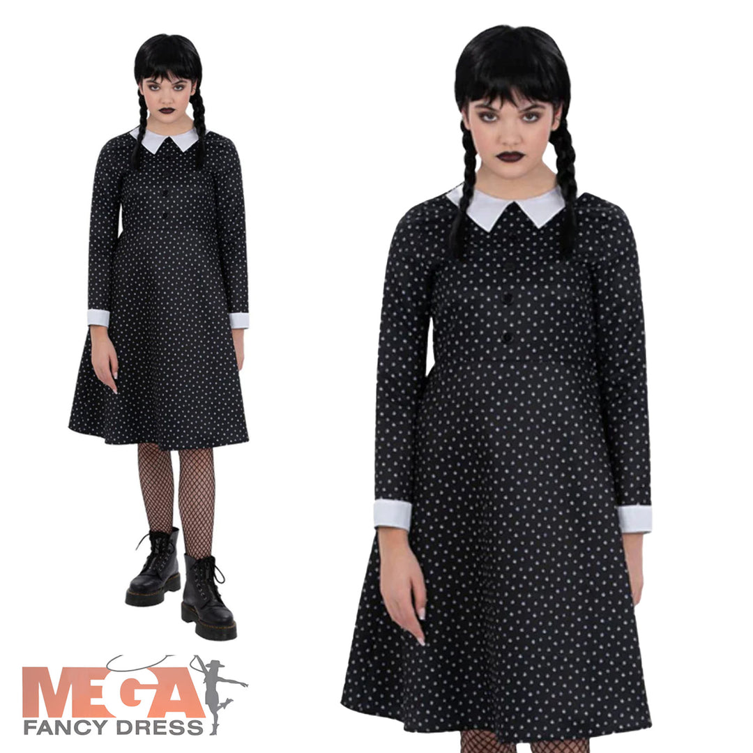 Girls Wednesday Gothic School Girl Costume