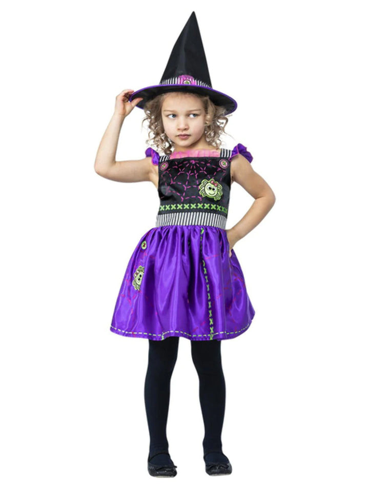 Girls Stitch Witch Halloween Fancy Dress Costume