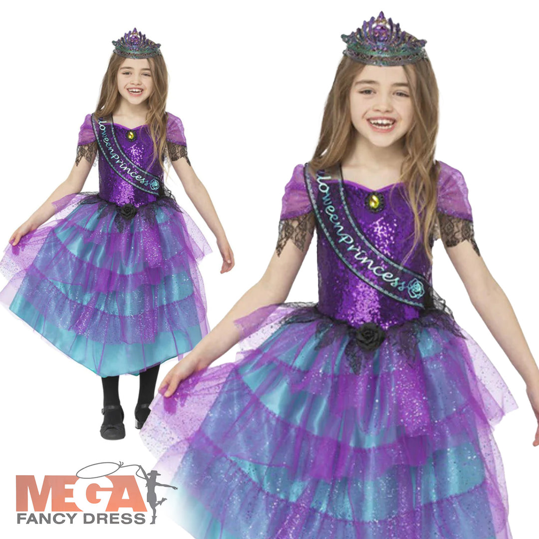 Deluxe Miss Halloween Prom Girls Fancy Dress Costume