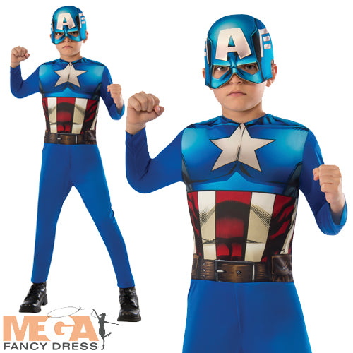 Boys Captain America Costume Superhero Outfit