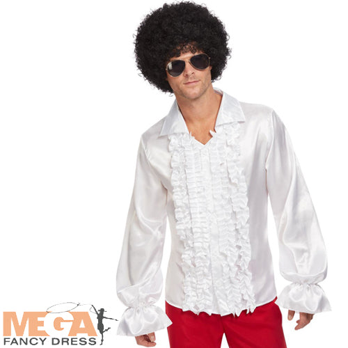 Mens White 60s Ruffled Shirt Retro Outfit