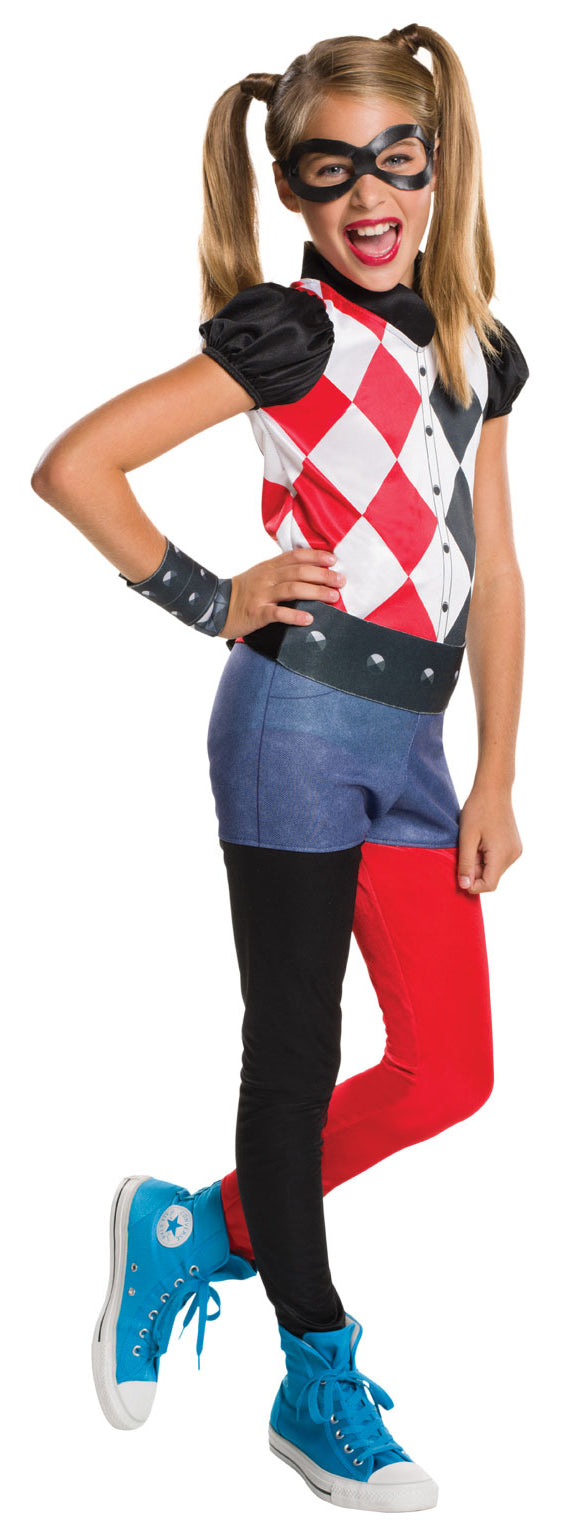 Girls Harley Quinn DC Comic Book Supervillain Costume