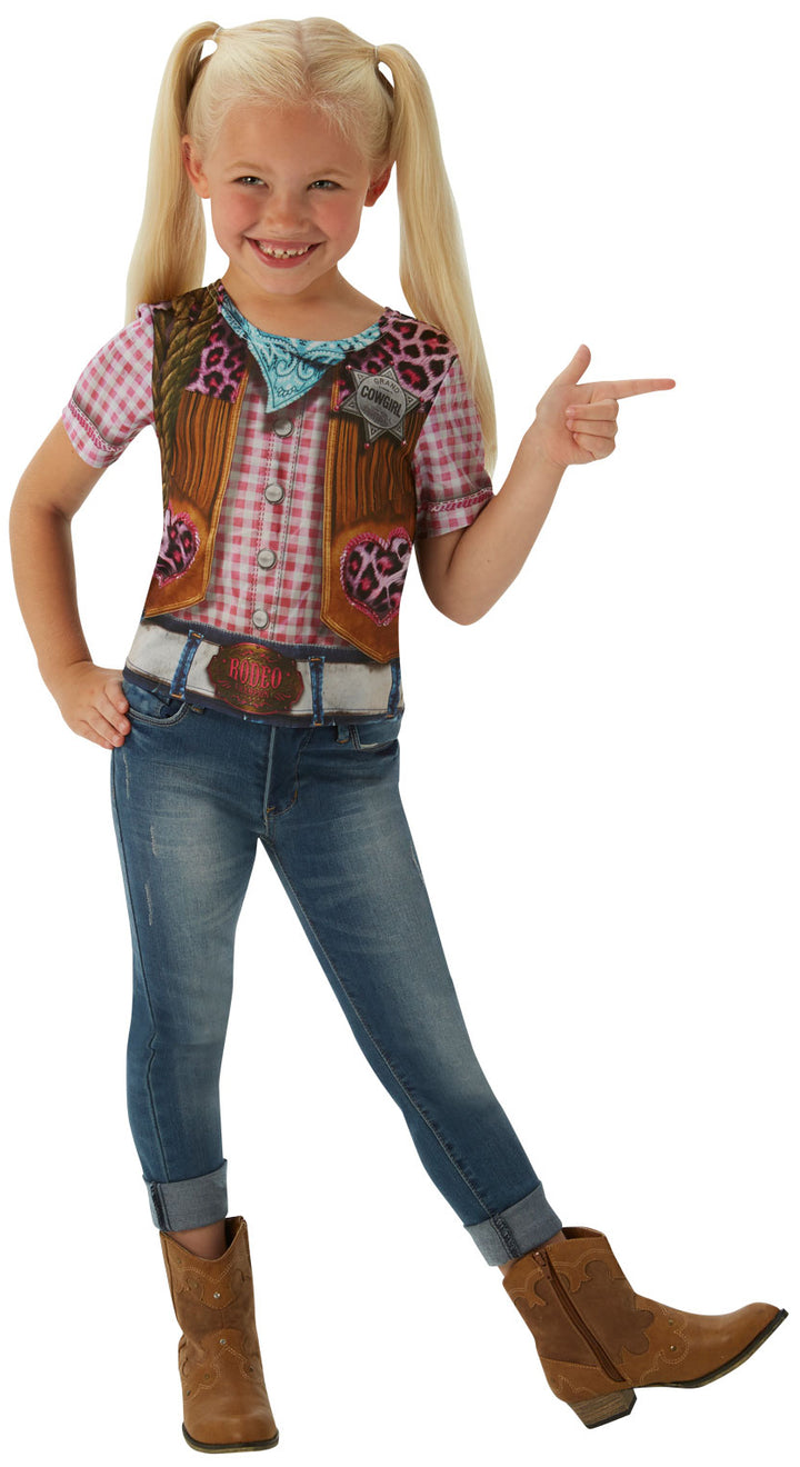 Girls Cowgirl Wild Western Rodeo T-Shirt Costume