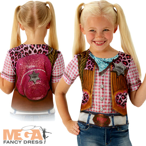 Girls Cowgirl Wild Western Rodeo T-Shirt Costume