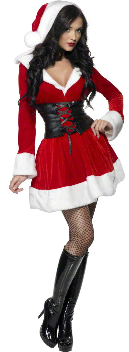 Ladies Sexy Fever Miss Santa Claus Fancy Dress Festive Christmas Costume