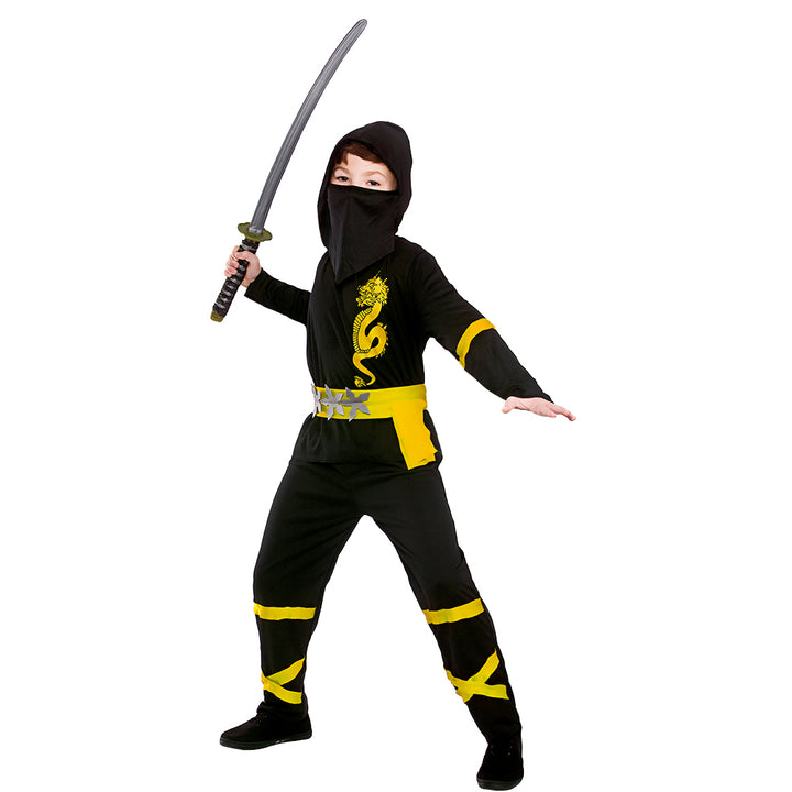 Boys Yellow Power Ninja Warrior Costume