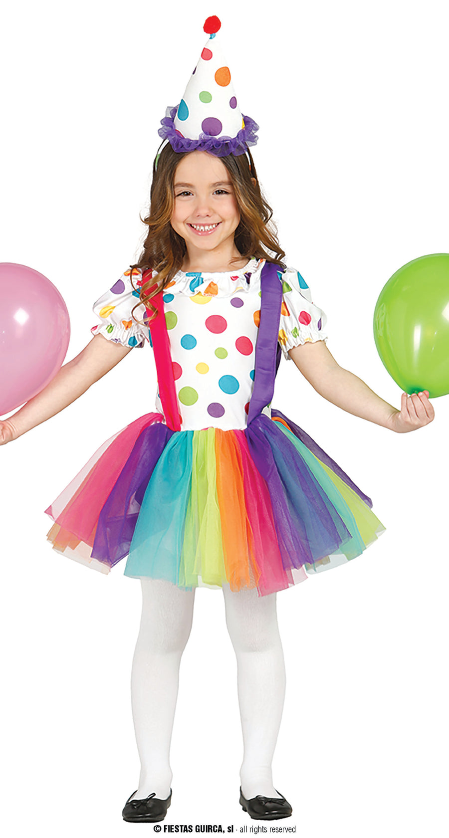 Girls Big Top Colourful Clown Fancy Dress Costume