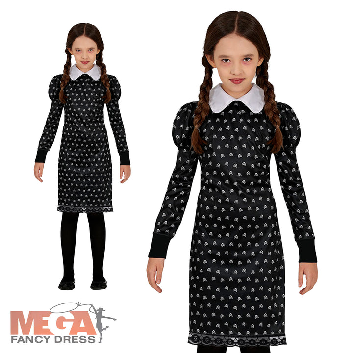 Wednesday Addams Inspired Halloween Character Costume for Girls