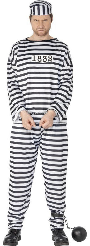 Convict Prisoner Jailbird Mens Costume