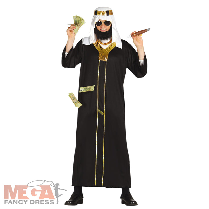 Mens Sheik Black Arab Robe Costume