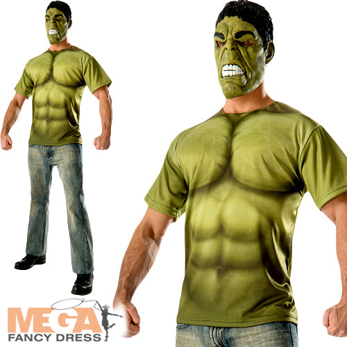 The Incredible Hulk Mens T-Shirt and Mask Costume