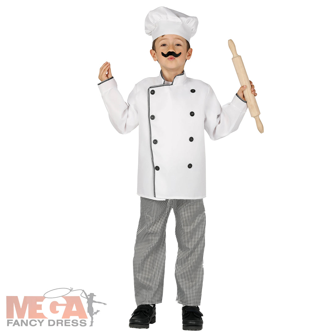 Kids Chef Bake Off Head Cook Uniform Fancy Dress Costume