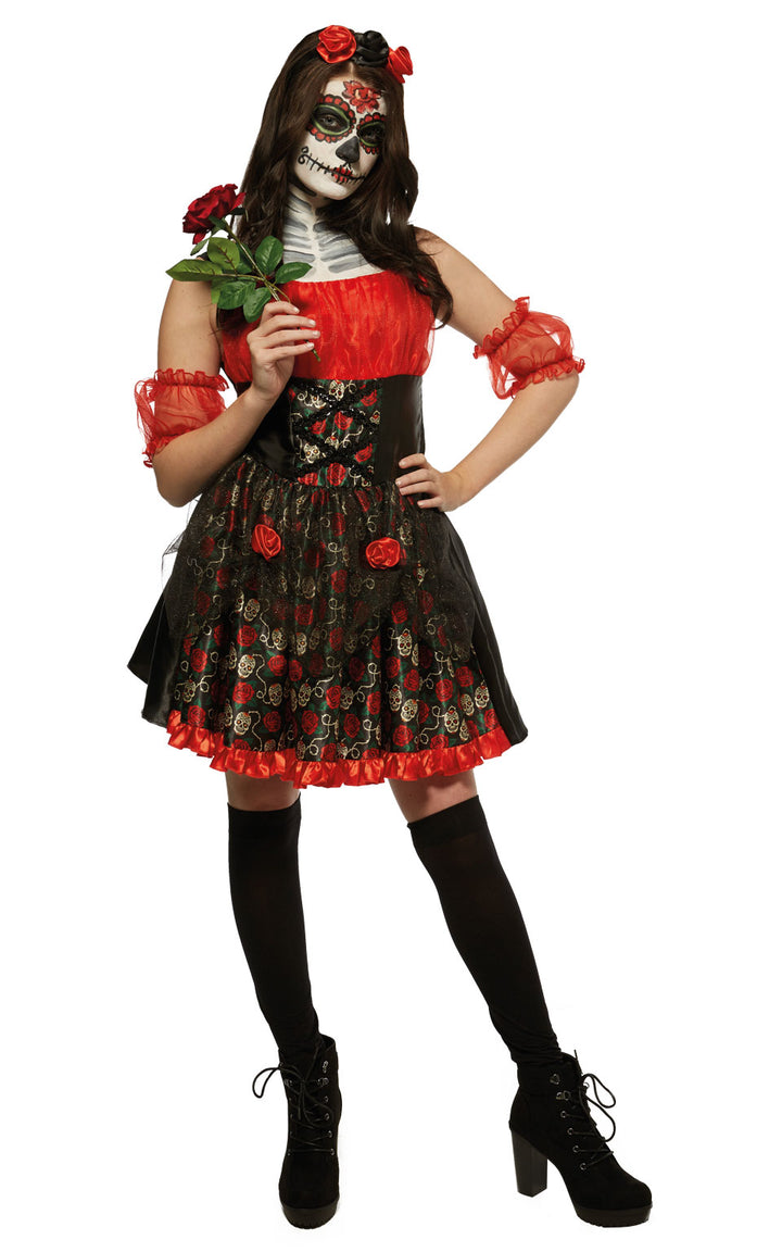 Red Rose Day of the Dead Celebration Adults Costume