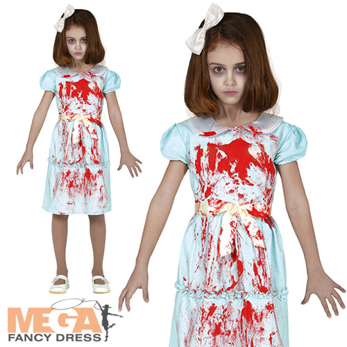 Girls Ghost Twin Halloween Horror Doll Fancy Dress