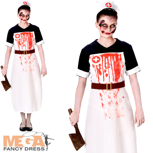 Gruesome Zombie Nurse Ladies Fancy Dress Costume