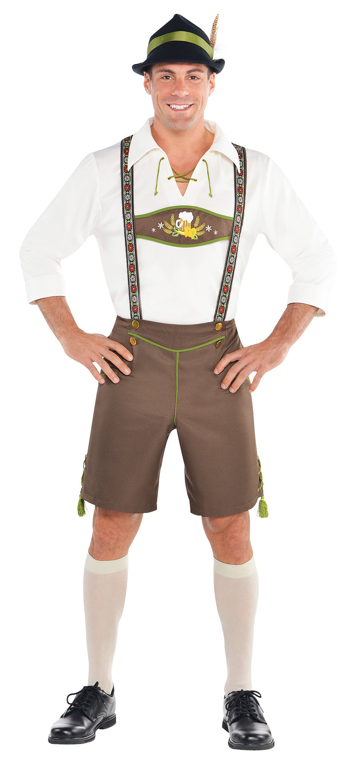 Men's German Bavarian Oktoberfest Lederhosen + Hat Fancy Dress Costume