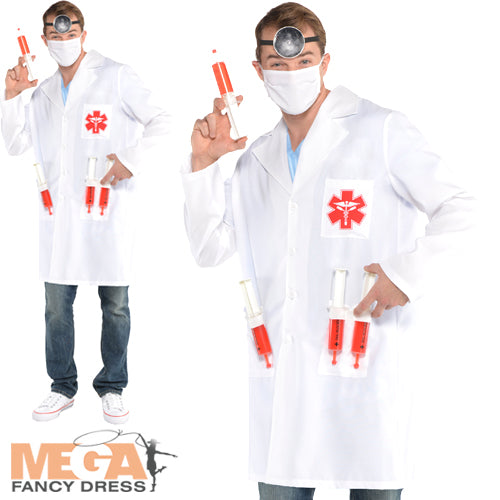 Mens Doctor Surgeon Hospital ER Uniform Fancy Dress Costume