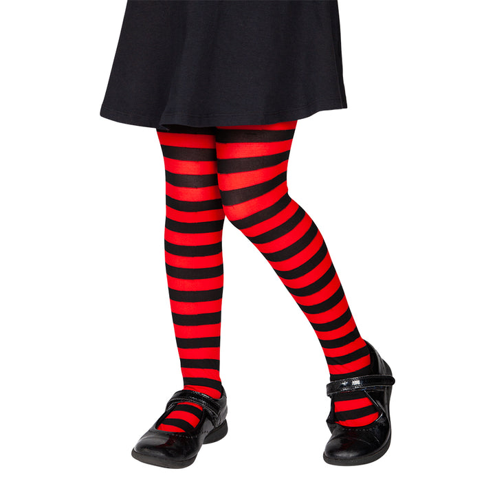 Kids Red & Black Candystripe Tights
