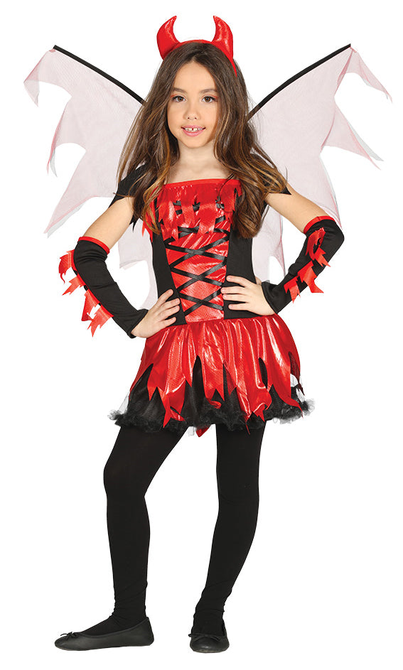 Girls Fire Devil Hell Halloween Horror Costume + Wings