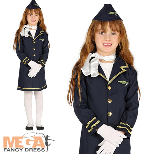 Friendly Skies Stewardess Girls Occupation Costume