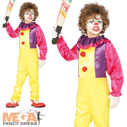 Sinister Evil Clown Kids Fancy Dress Costume