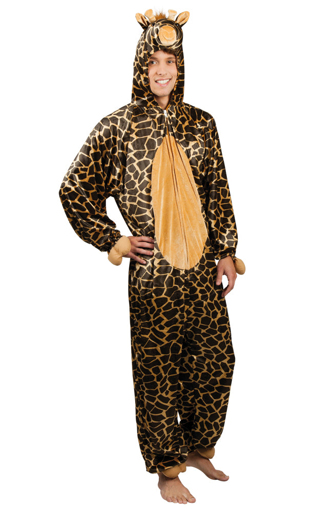 Adults Giraffe Jumpsuit Animal Safari Book Week Fancy Dress Costume