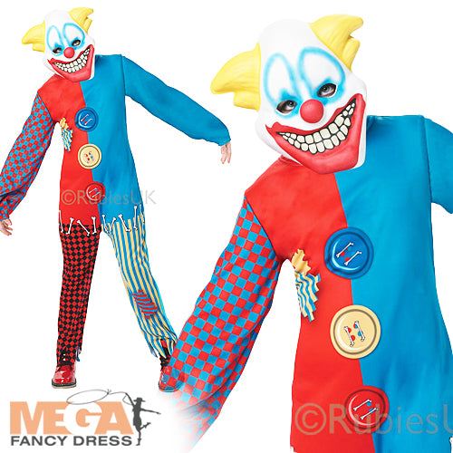 Boys Scary Clown Halloween Circus Jester Joker Costume