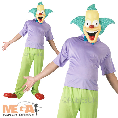 Men's Krusty the Clown The Simpsons 80s TV Show Fancy Dress