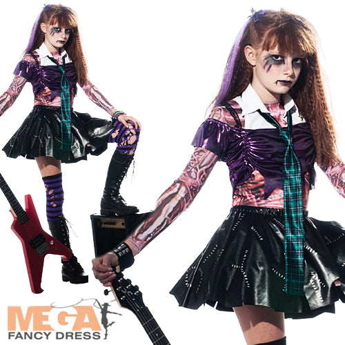 Girls Zombie Punk Rock Halloween Zombet Costume