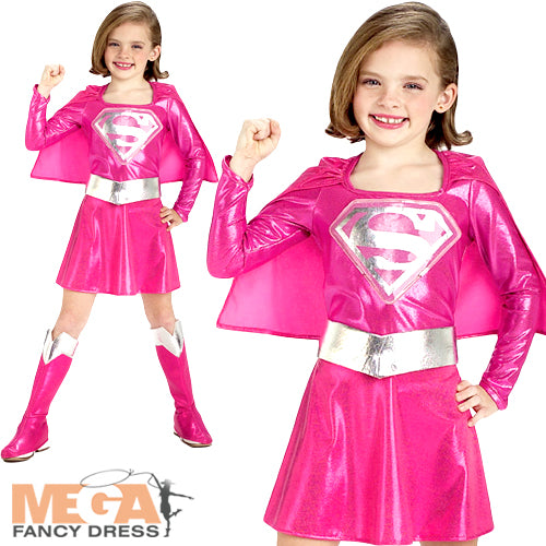Girls Pink Supergirl Costume