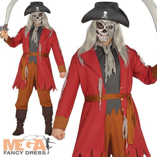 Men's Halloween Dead Caribbean Buccaneer Ghost Pirate Fancy Dress Costume
