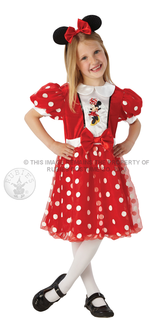 Girls Red Glitz Minnie Mouse Party Costume