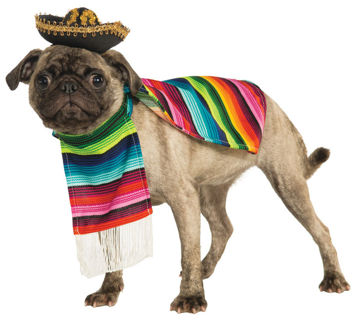 Mexican Dog Serape + Sombrero Puppy Fancy Dress Halloween Pet Costume
