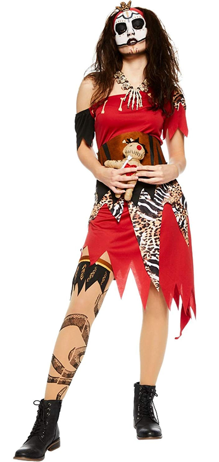 Ladies Witch Doctor Halloween Voodoo Undead Fancy Dress Costume