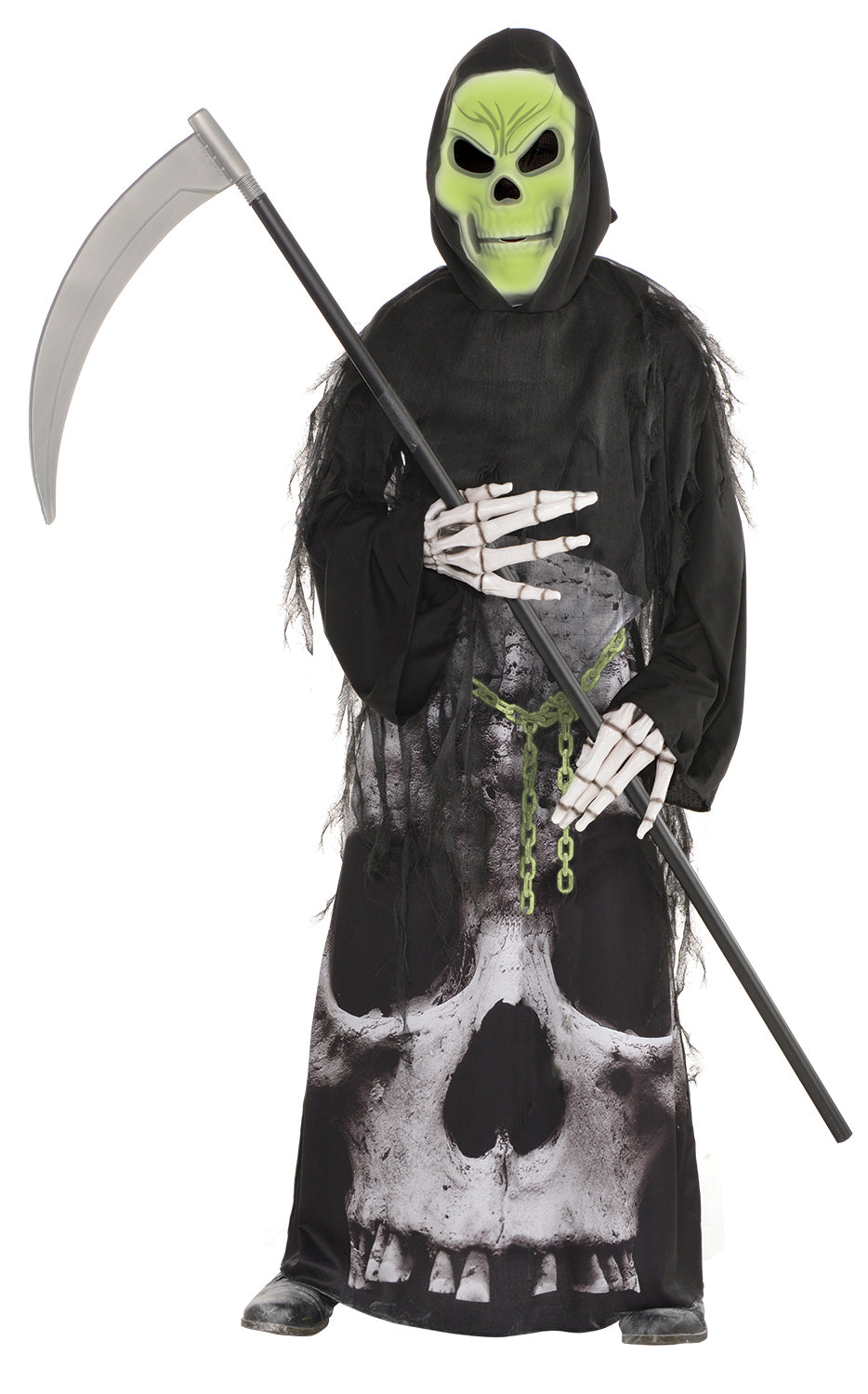 Boys Chained Phantom Halloween Reaper Skeleton Costume