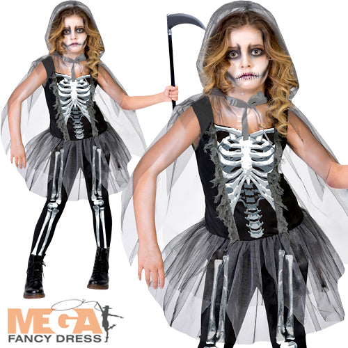 Skeleton Reaper Girls Halloween Costume