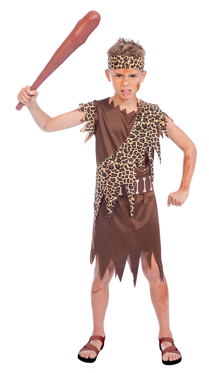 Boys Cave Boy Stone Age Caveman Fancy Dress Costume