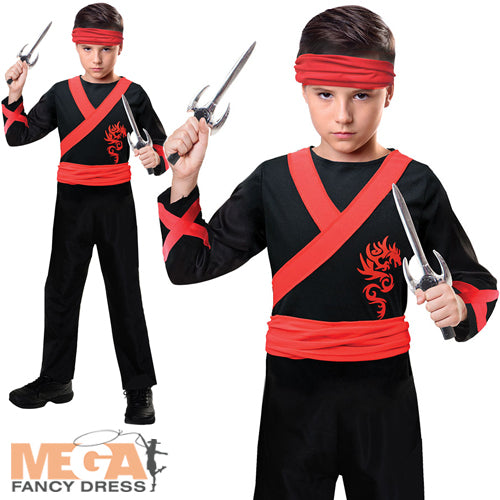 Boys Dragon Ninja Japanese Samurai Warrior Fancy Dress Costume