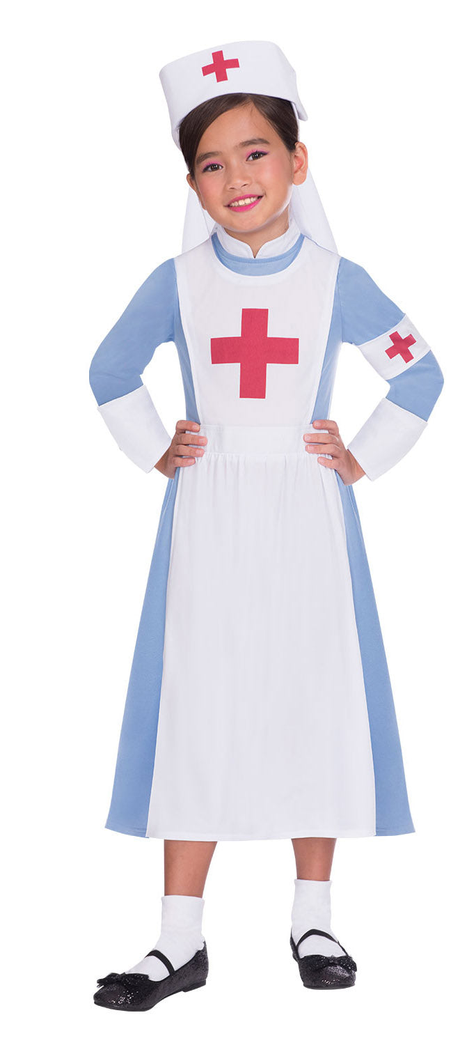 Girls Vintage Nurse WW1 Hospital Uniform World Book Day Costume